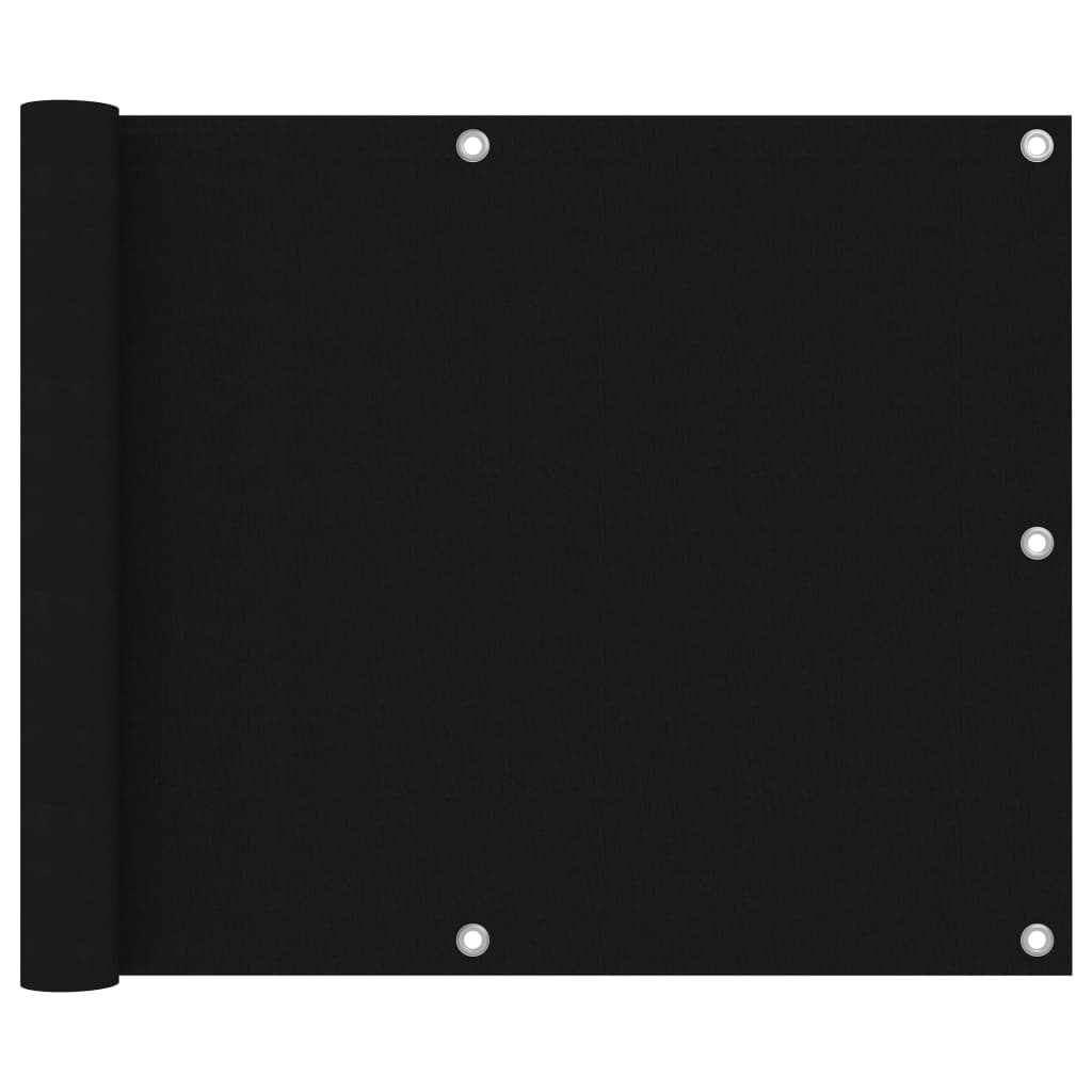 Balcony Screen Black 75x600 cm Oxford Fabric - Decor Base