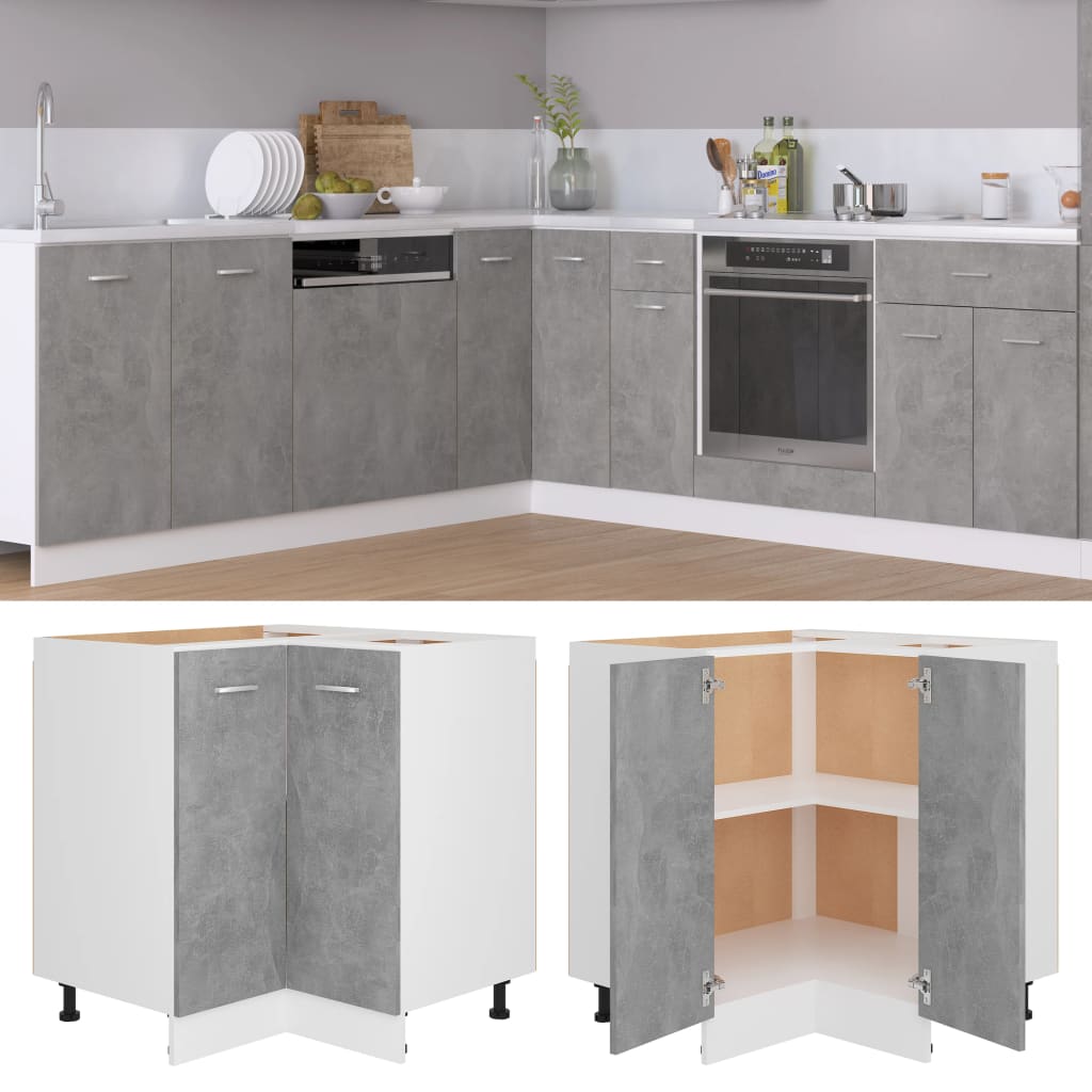 Corner Bottom Cabinet Concrete Grey 75.5x75.5x80.5 cm Engineered Wood - Style and Chic
