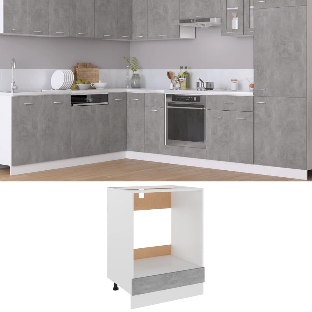 Oven Cabinet Concrete Grey 60x46x81.5 cm Engineered Wood - Direct Imports