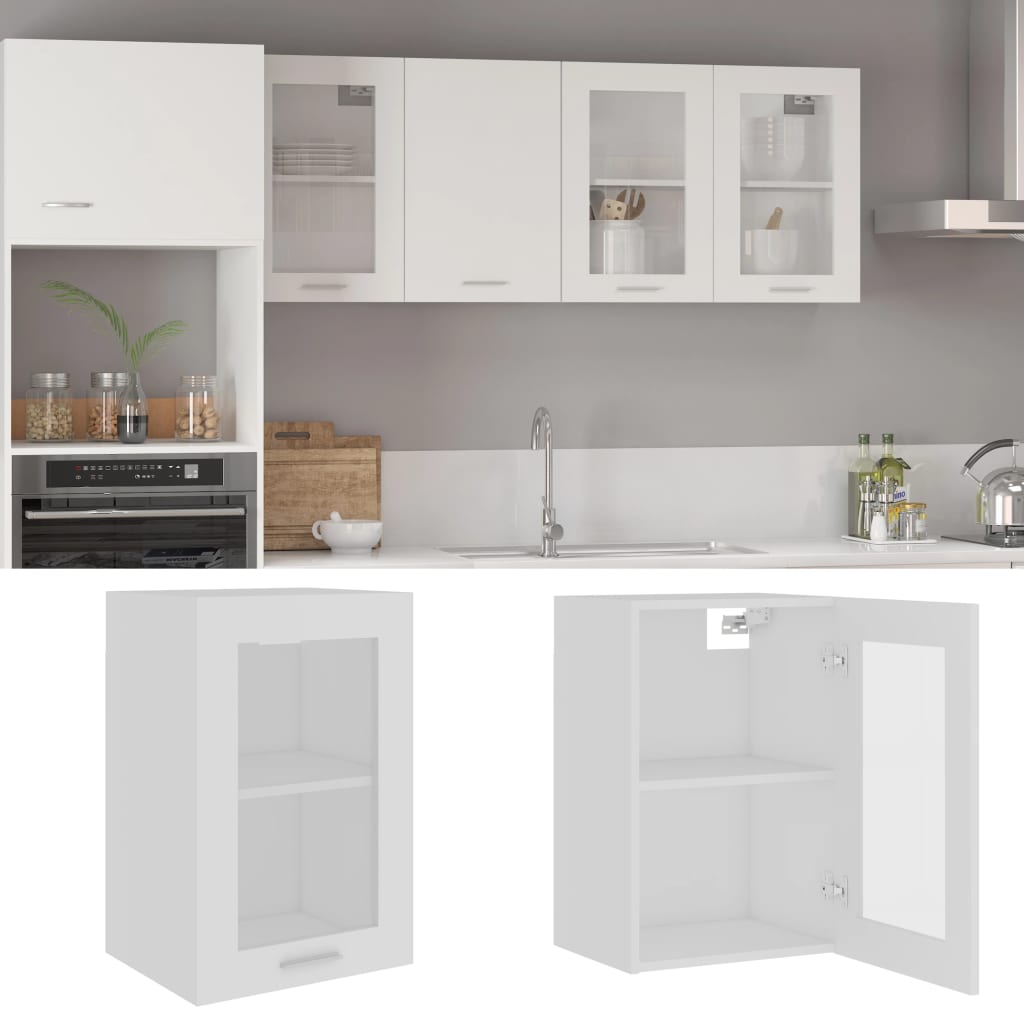 Hanging Glass Cabinet White 40x31x60 cm Engineered Wood - The Home Maker