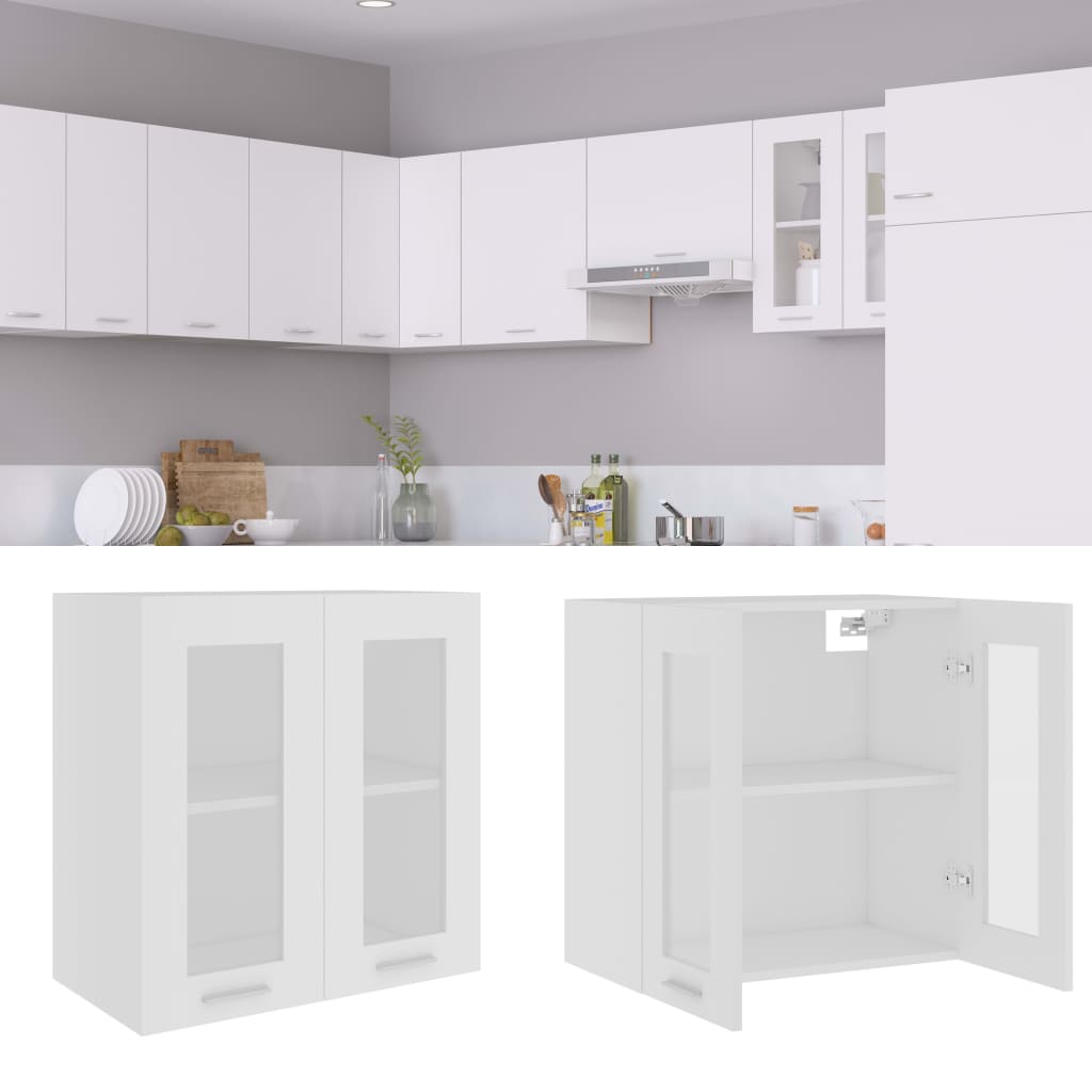 Hanging Glass Cabinet White 60x31x60 cm Engineered Wood - Design Hut