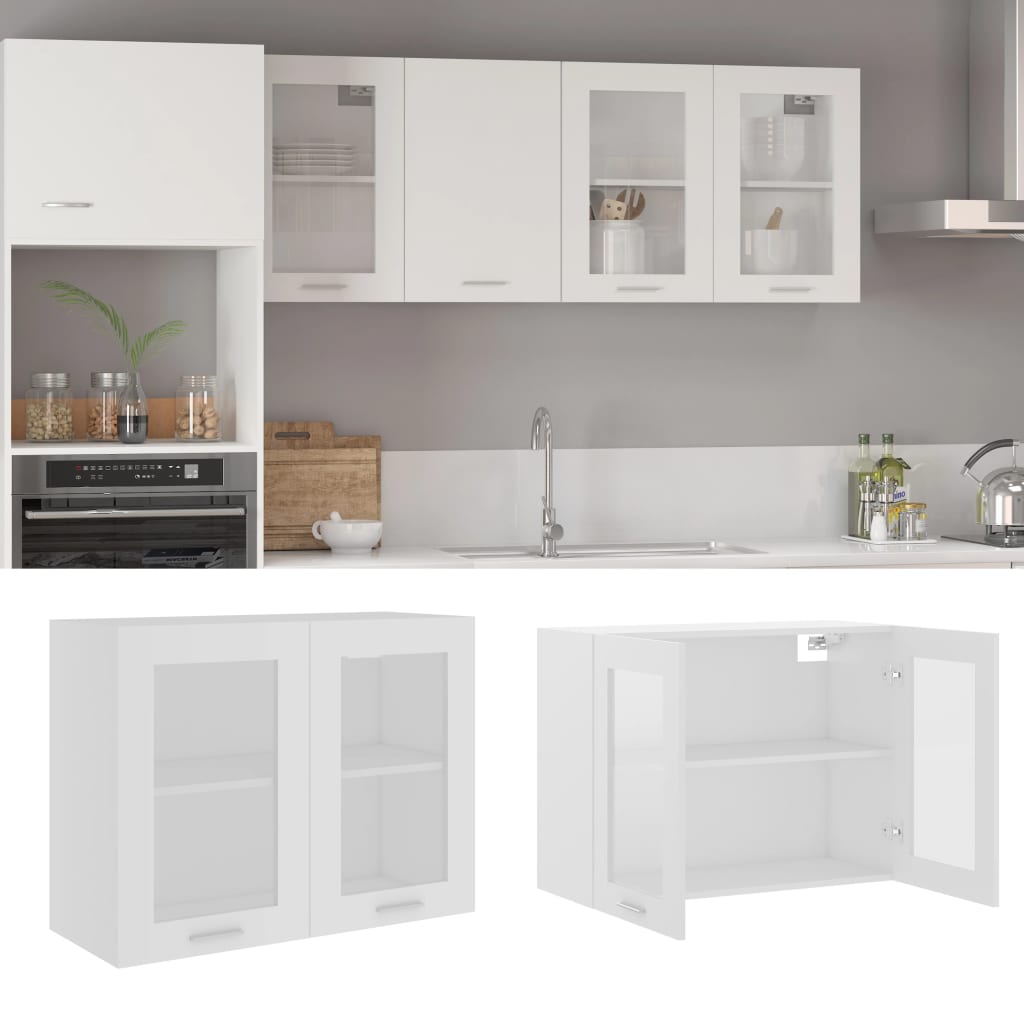 Hanging Glass Cabinet White 80x31x60 cm Engineered Wood - All Things Good