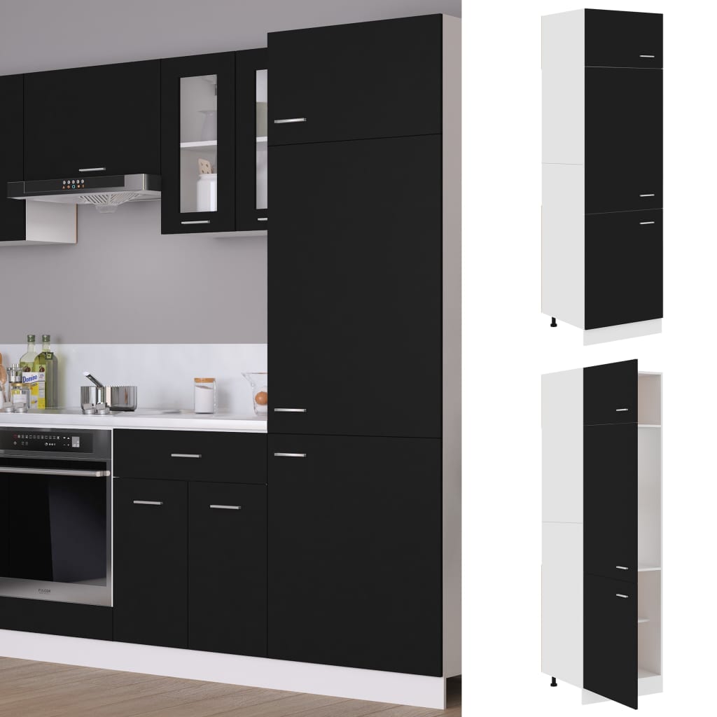 Refrigerator Cabinet Black 60x57x207 cm Engineered Wood - Tyrell & Tyrell