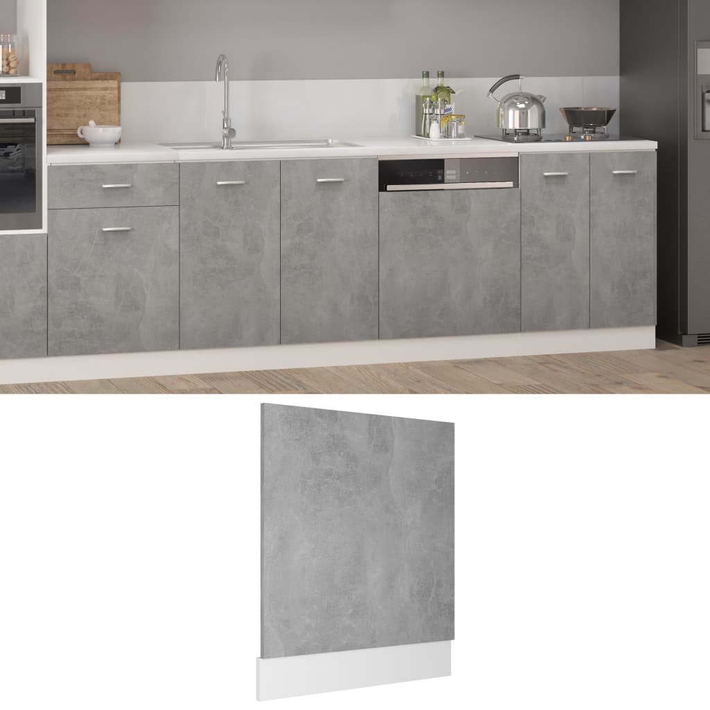 Dishwasher Panel Concrete Grey 59.5x3x67 cm Engineered Wood - Decor Base