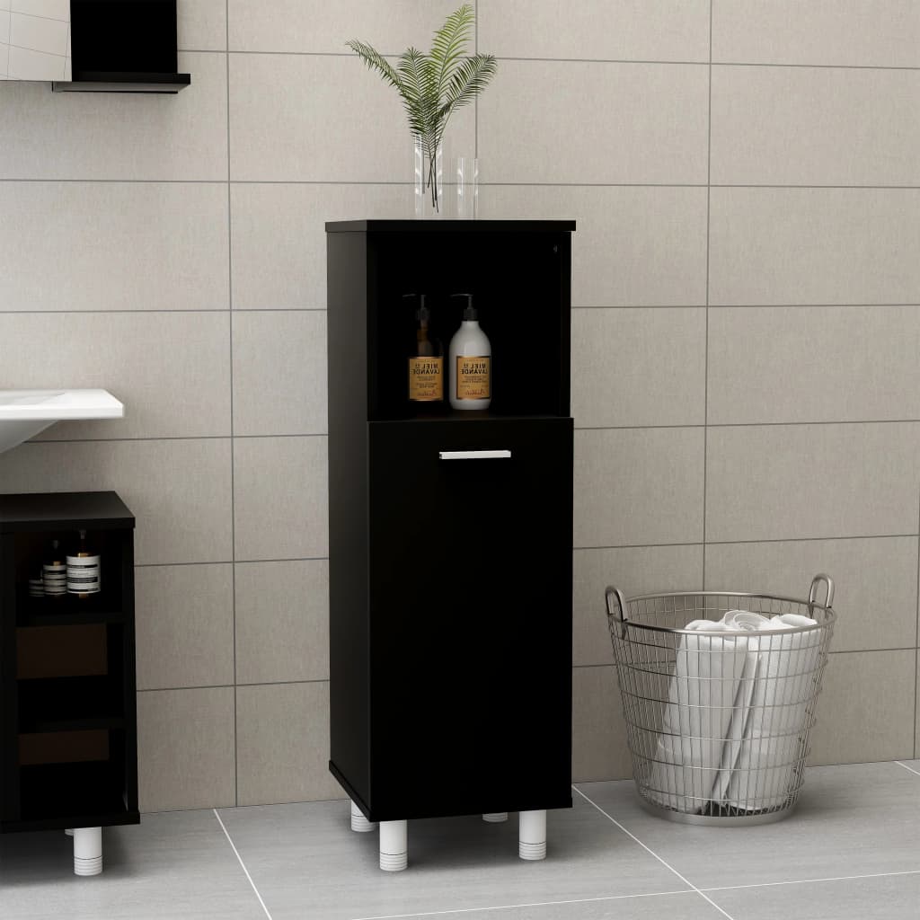 Bathroom Cabinet Black 30x30x95 cm Engineered Wood - Sid & Sam