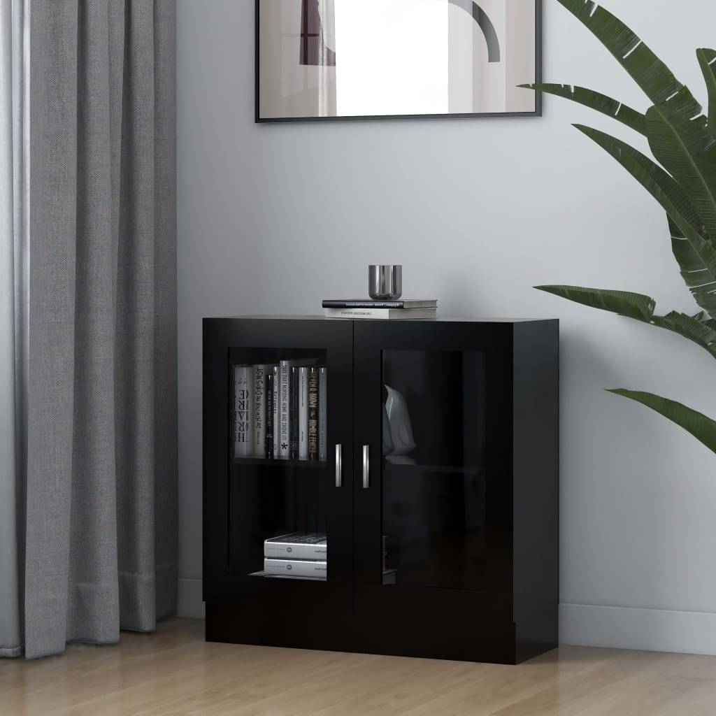 Vitrine Cabinet Black 82.5x30.5x80 cm Engineered Wood - Millennium Furniture
