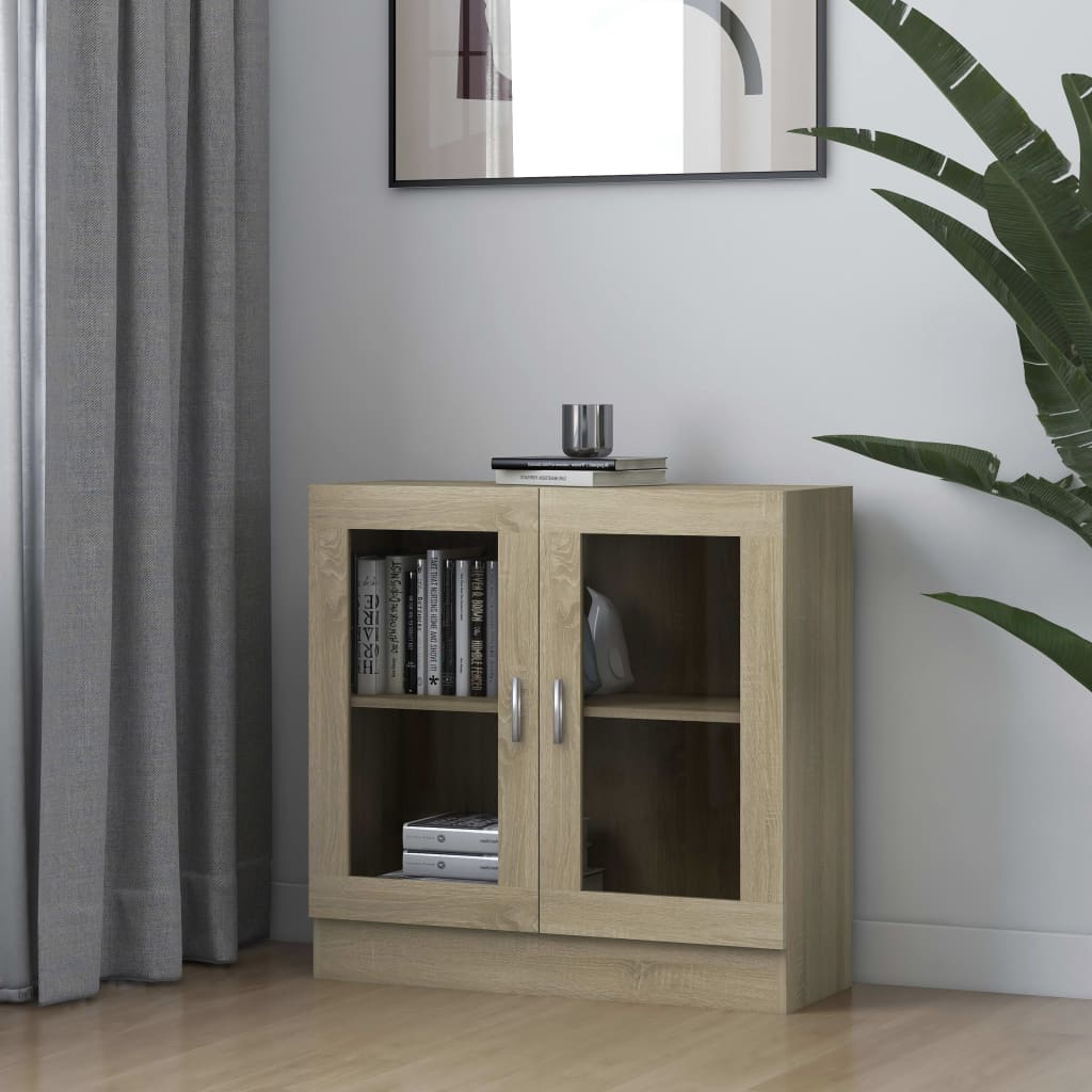 Vitrine Cabinet Sonoma Oak 82.5x30.5x80 cm Engineered Wood - The Home Maker