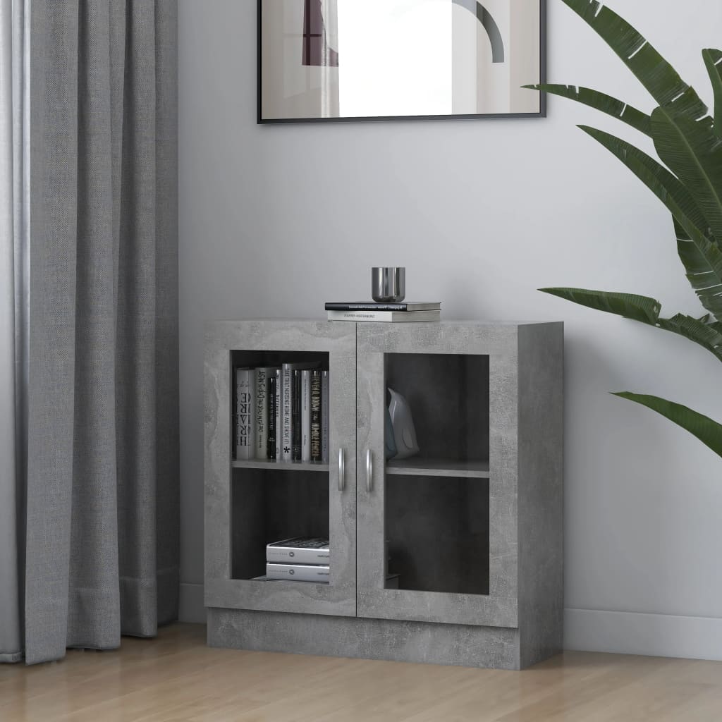 Vitrine Cabinet Concrete Grey 82.5x30.5x80 cm Engineered Wood - Merkel Designers