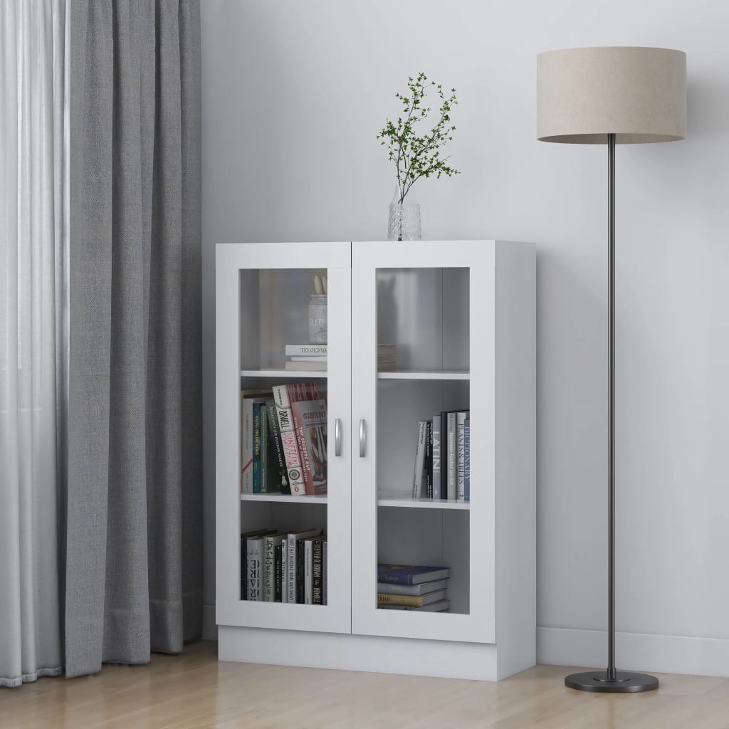 Vitrine Cabinet White 82.5x30.5x115 cm Engineered Wood - The Home Maker