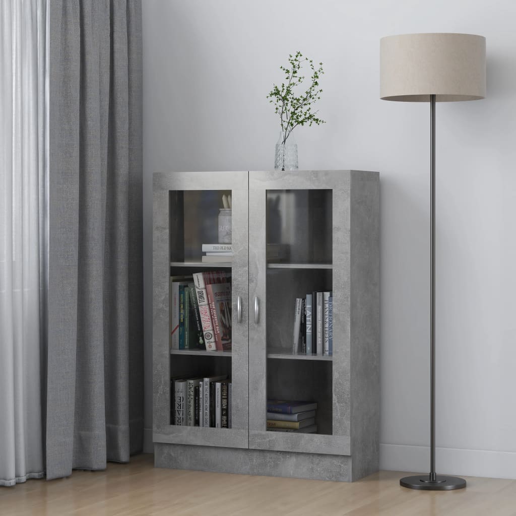 Vitrine Cabinet Concrete Grey 82.5x30.5x115 cm Engineered Wood - All Things Good
