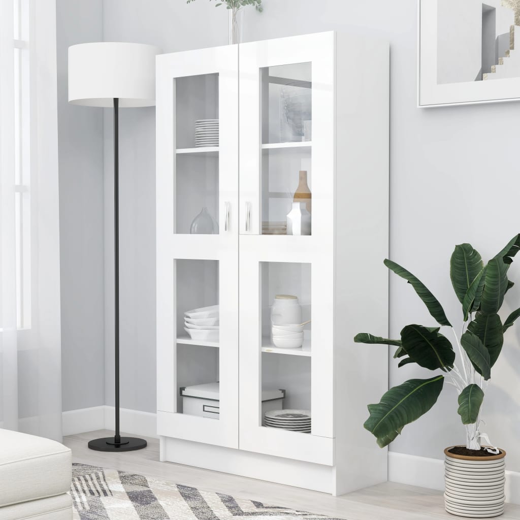 Vitrine Cabinet White 82.5x30.5x150 cm Engineered Wood - Brittle & Co