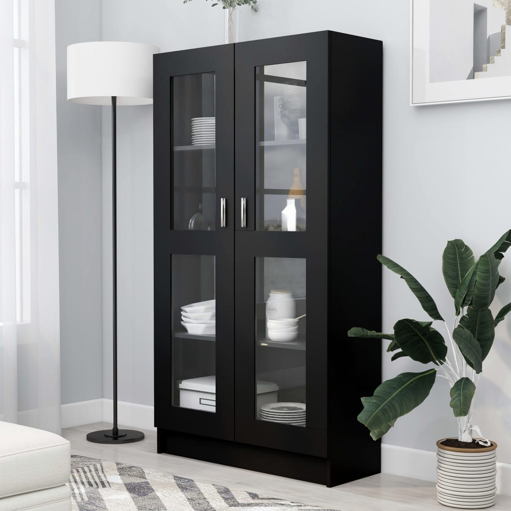 Vitrine Cabinet Black 82.5x30.5x150 cm Engineered Wood - Style and Chic
