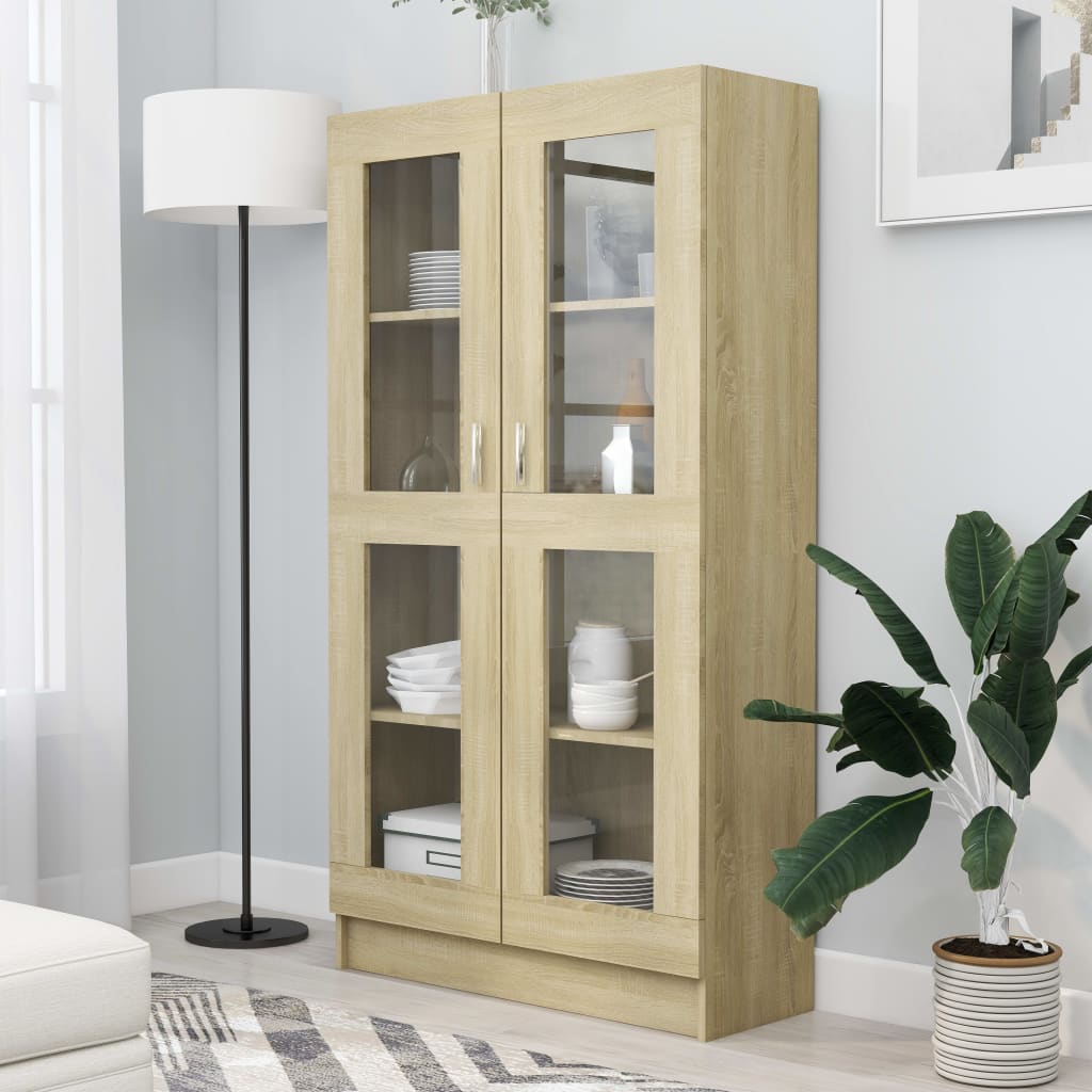 Vitrine Cabinet Sonoma Oak 82.5x30.5x150 cm Engineered Wood - Casper Homes