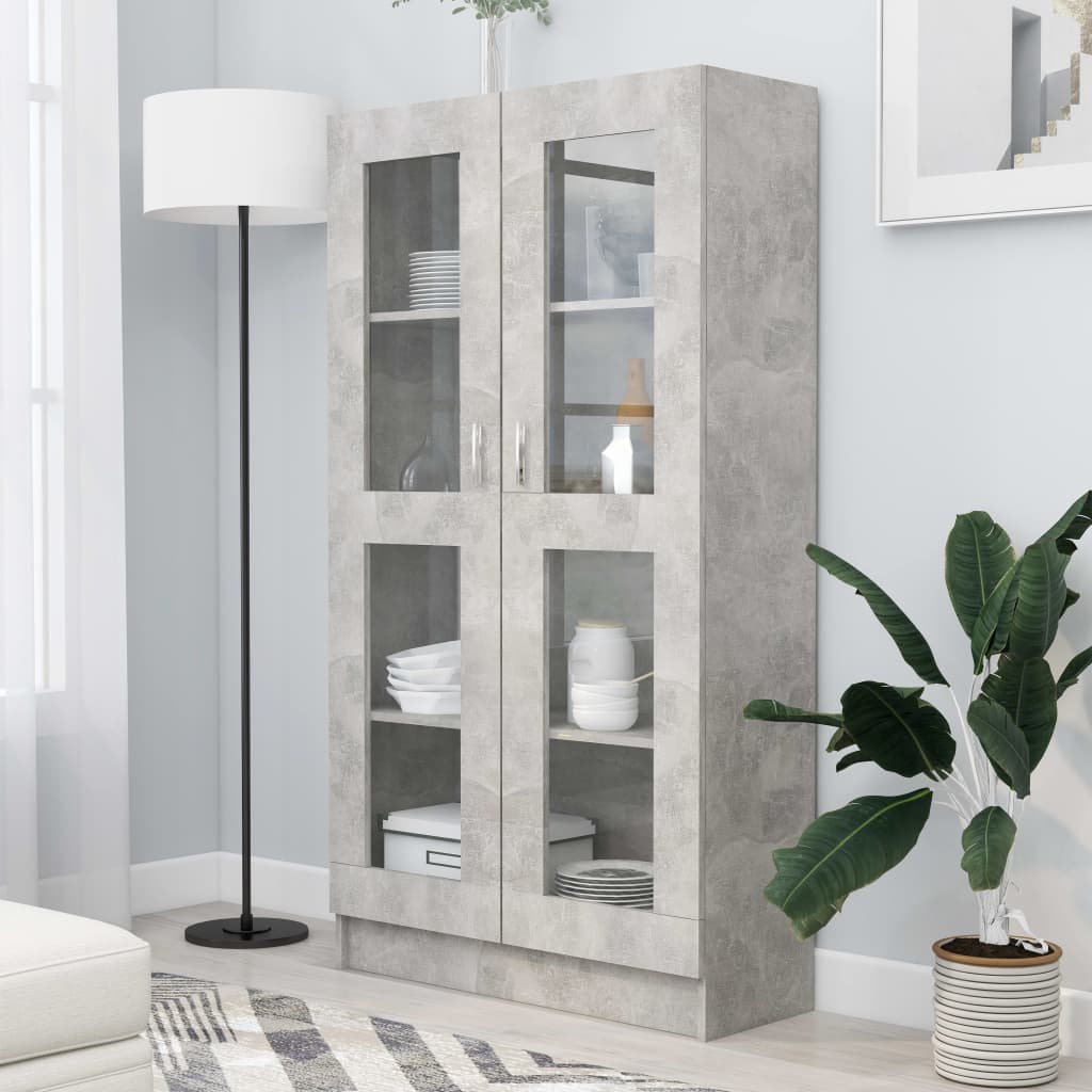 Vitrine Cabinet Concrete Grey 82.5x30.5x150 cm Engineered Wood - Direct Imports