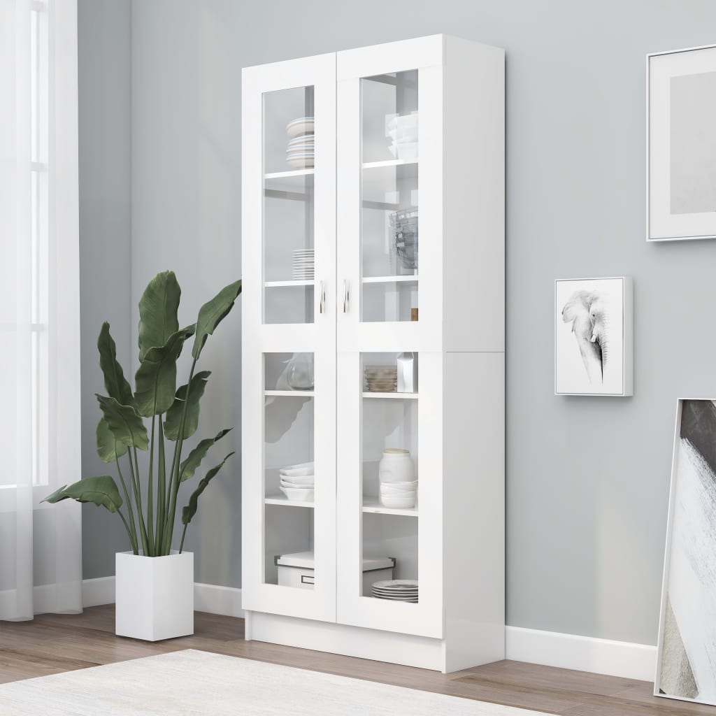Vitrine Cabinet White 82.5x30.5x185.5 cm Engineered Wood - Millennium Furniture