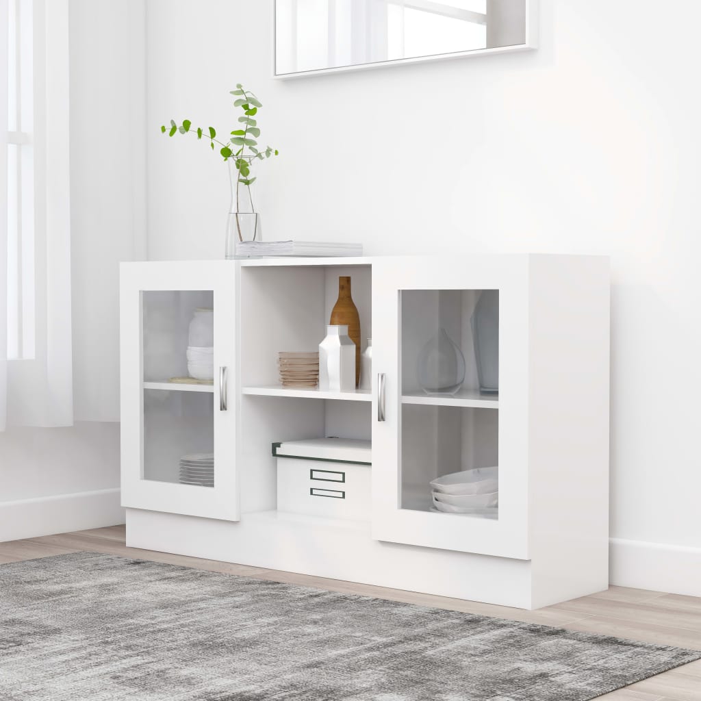 Vitrine Cabinet White 120x30.5x70 cm Engineered Wood - Brittle & Co