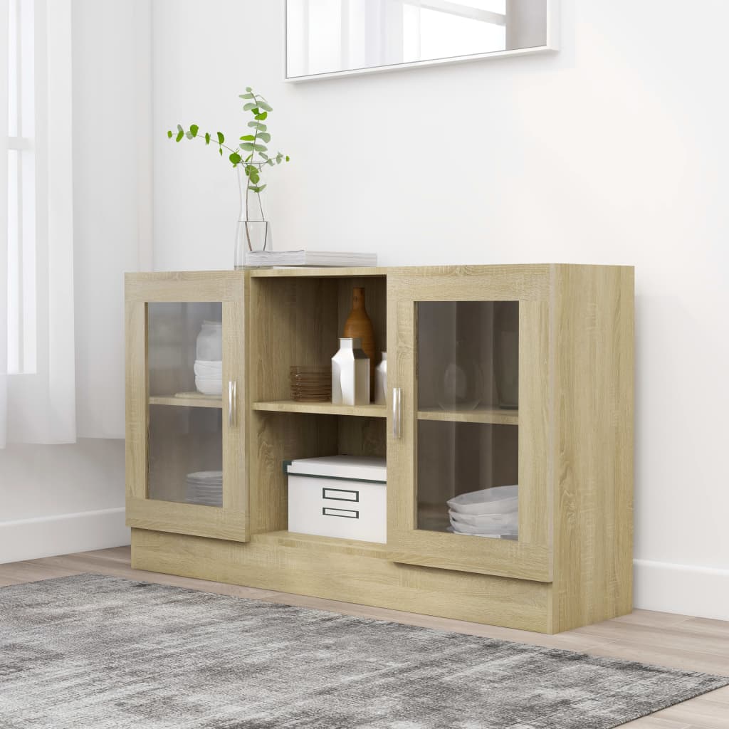 Vitrine Cabinet Sonoma Oak 120x30.5x70 cm Engineered Wood - Millennium Furniture