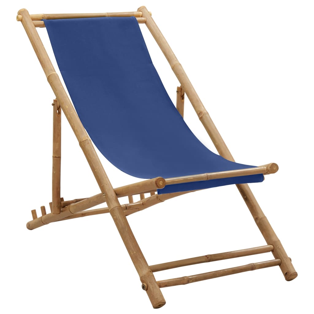 Deck Chair Bamboo and Canvas Navy Blue - Style and Chic