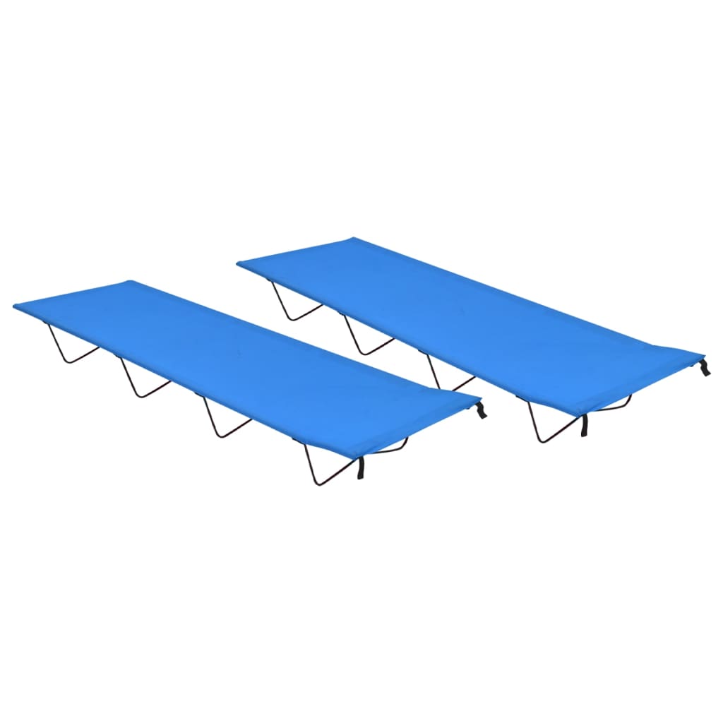 Camping Beds 2 pcs 180x60x19 cm Oxford Fabric and Steel Blue - R and M Furniture