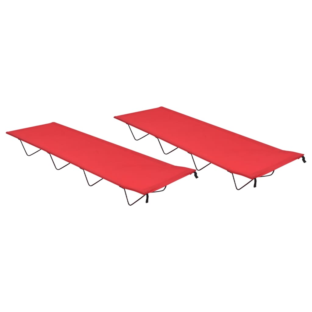 Camping Beds 2 pcs 180x60x19 cm Oxford Fabric and Steel Red - Decor Base
