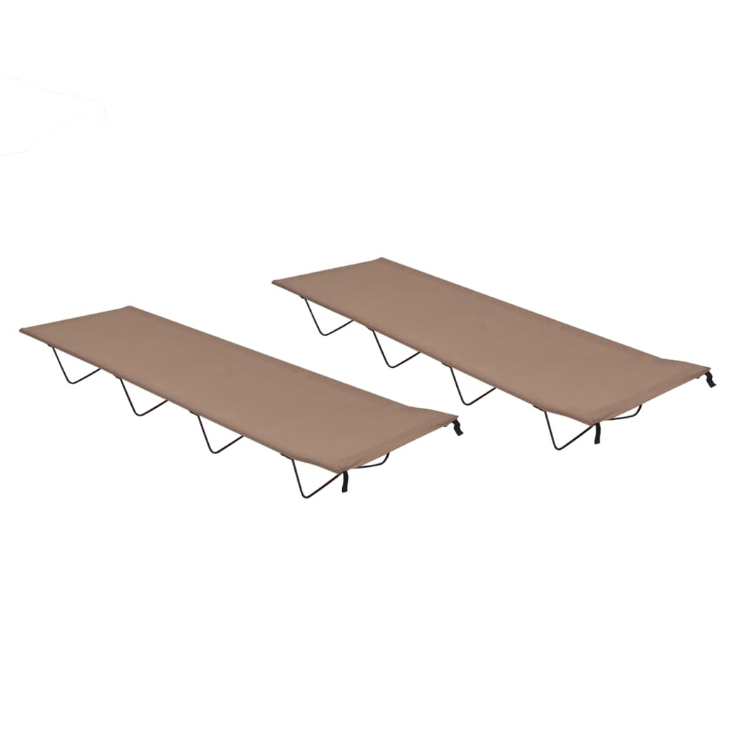 Camping Beds 2 pcs 180x60x19 cm Oxford Fabric and Steel Taupe - Decor Base