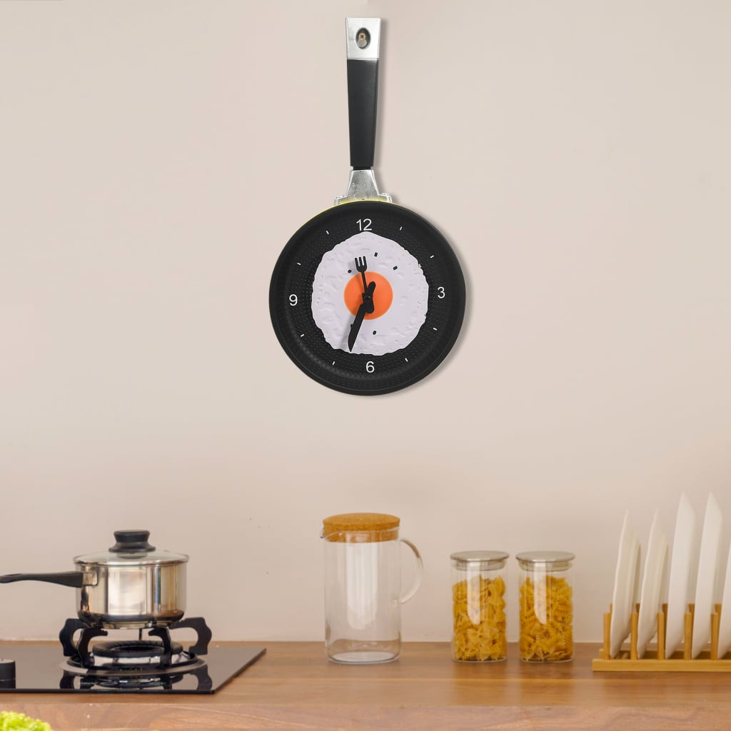 Wall Clock with Fried Egg Pan Design 18.8cm - Design Hut