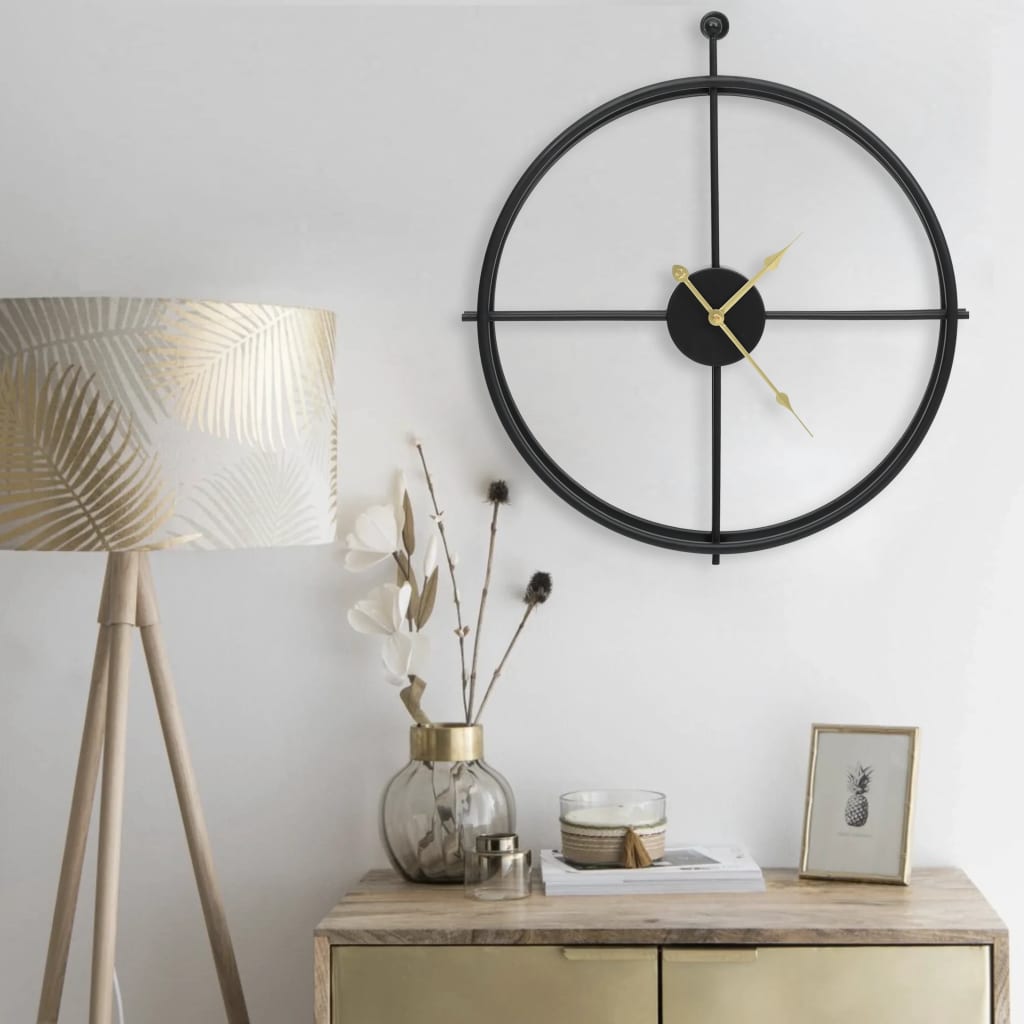 Wall Clock Black 52cm Iron - Decor Base