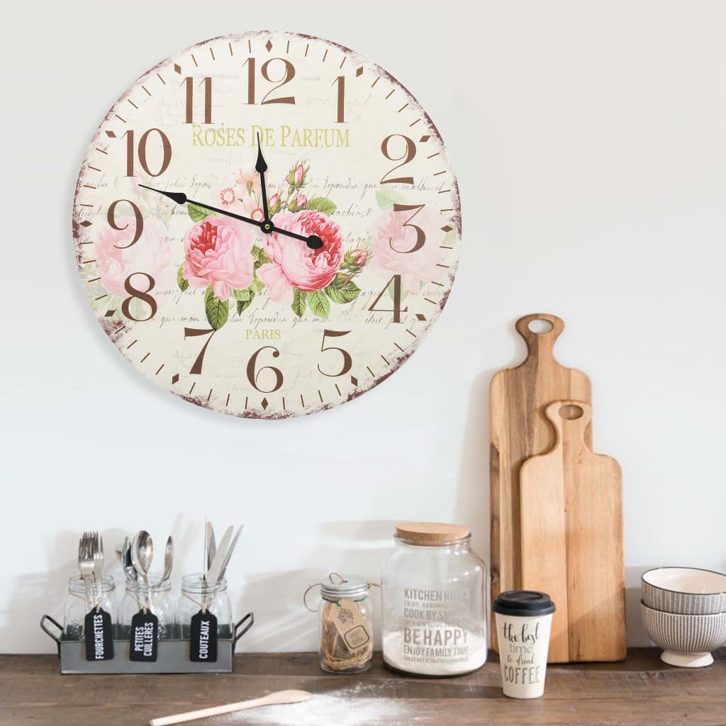 Vintage Wall Clock Flower 60cm - All Things Good