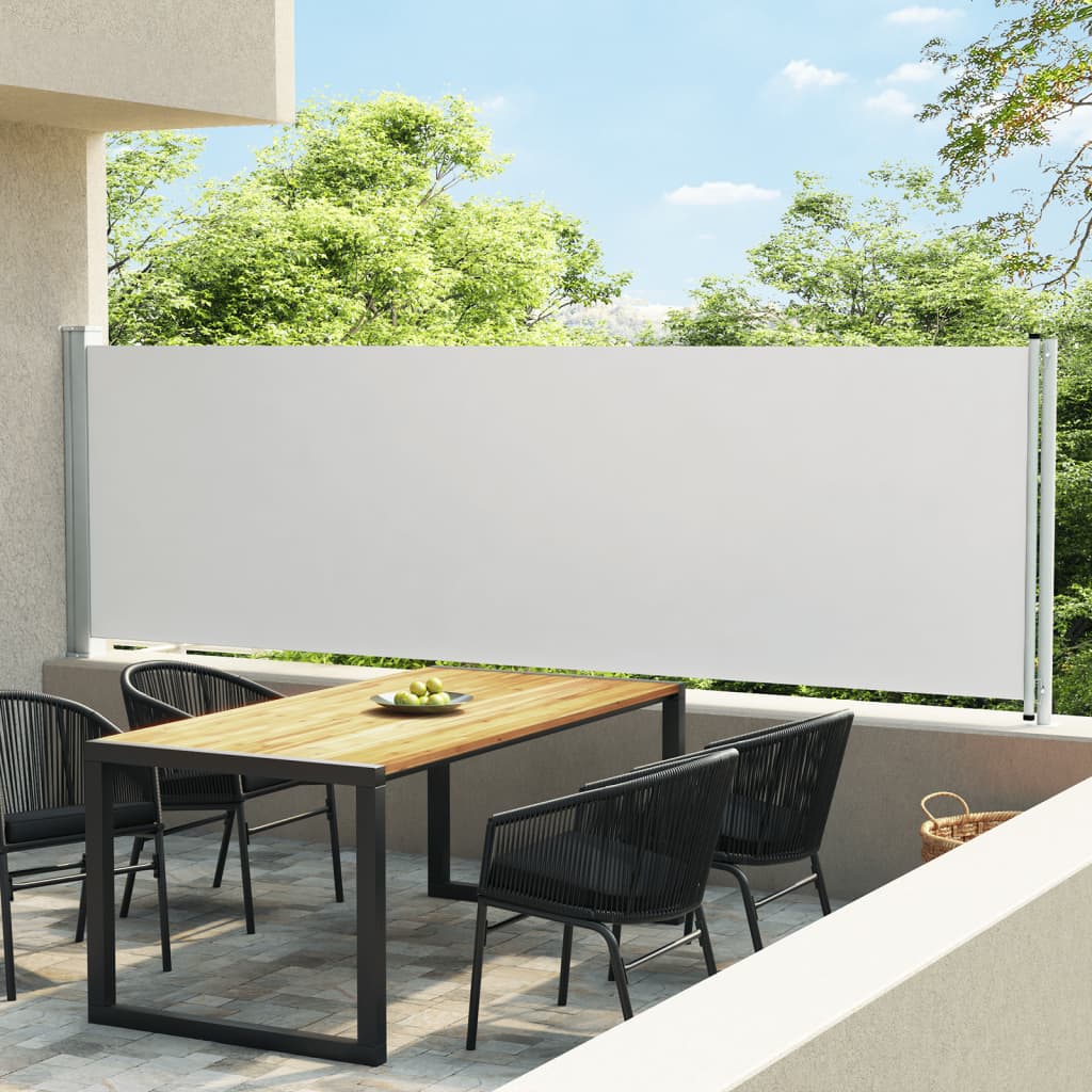 Patio Retractable Side Awning 140x600 cm Cream - Decor Base