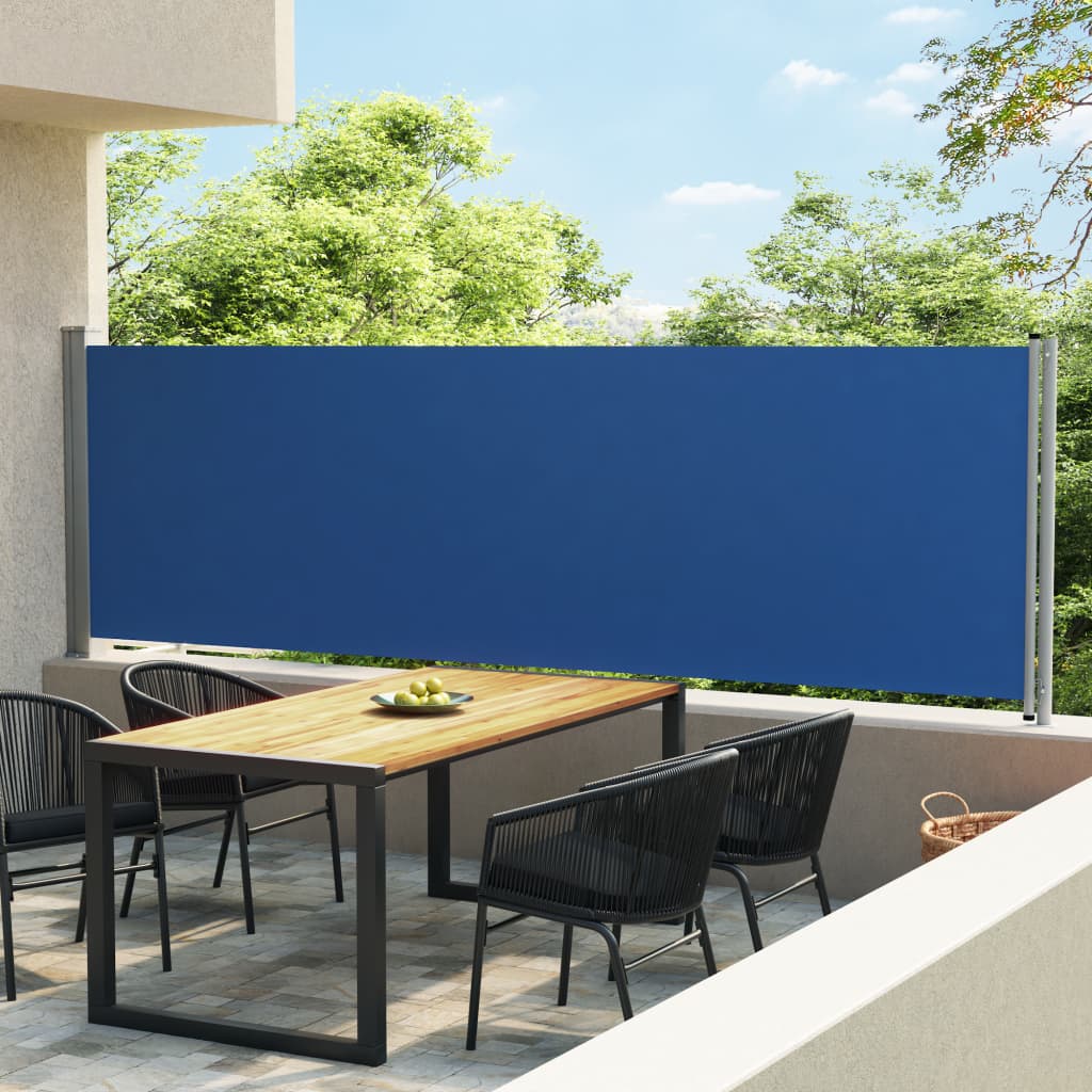Patio Retractable Side Awning 140x600 cm Blue - Merkel Designers