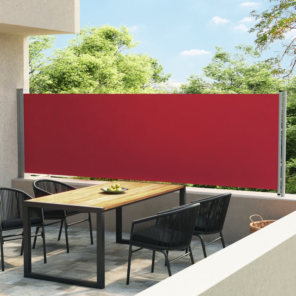 Patio Retractable Side Awning 140x600 cm Red - Brittle & Co