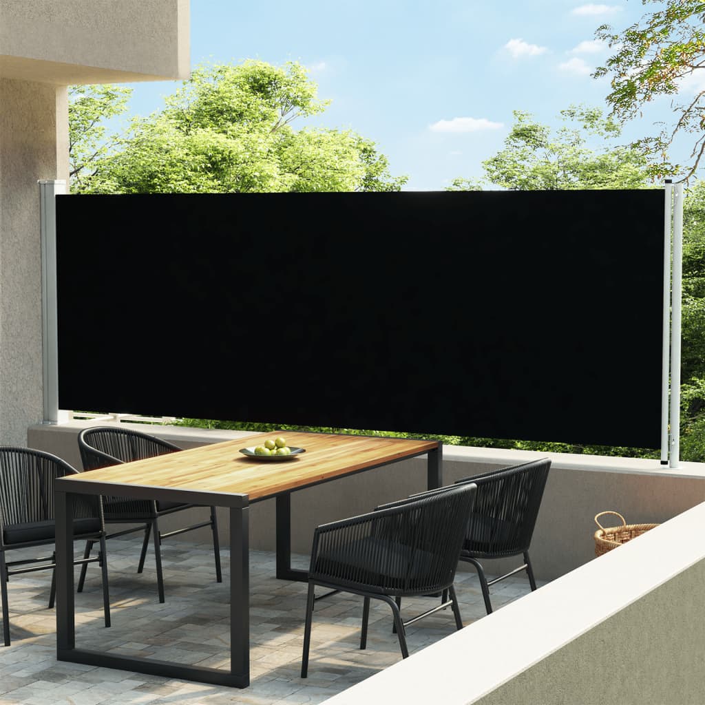 Patio Retractable Side Awning 600x160 cm Black - Design Hut