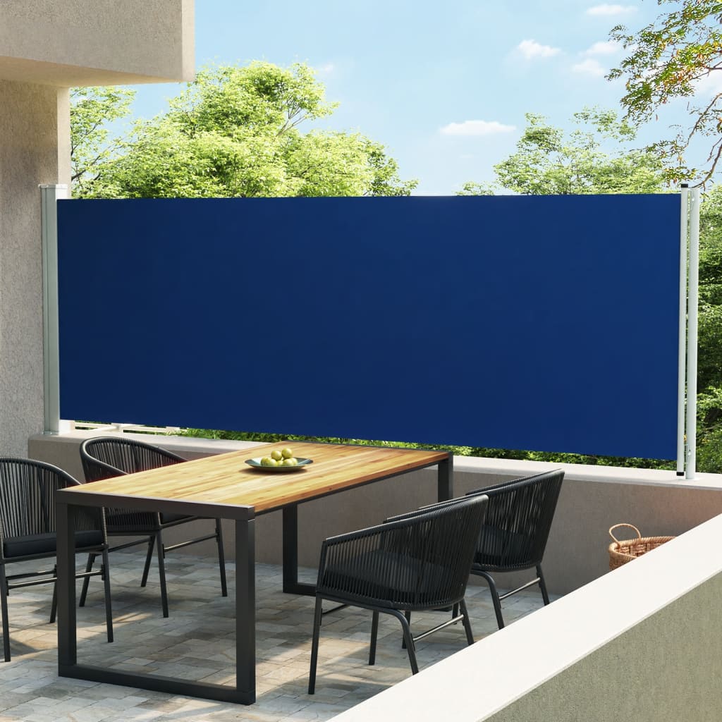 Patio Retractable Side Awning 600x160 cm Blue - Casper Homes