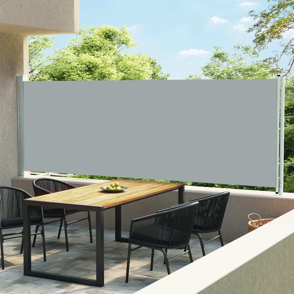 Patio Retractable Side Awning 600x160 cm Grey - Decor Base