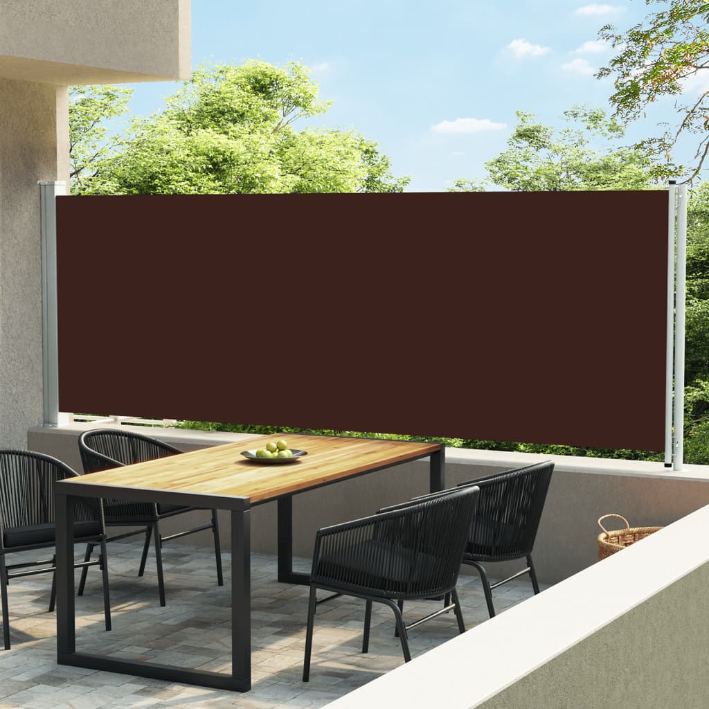 Patio Retractable Side Awning 600x160 cm Brown - Discount Dealers