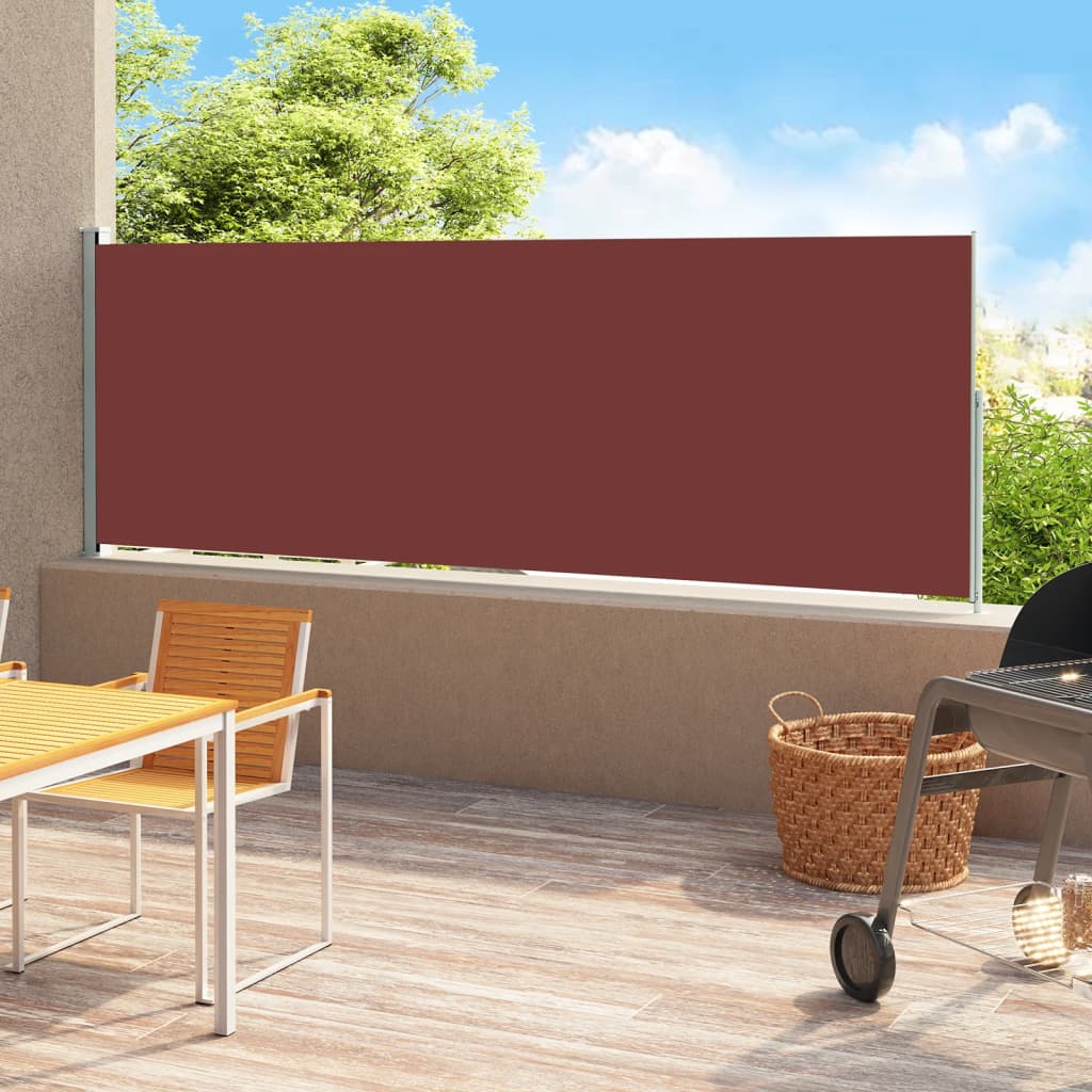 Patio Retractable Side Awning 180x500 cm Brown - The Home Maker