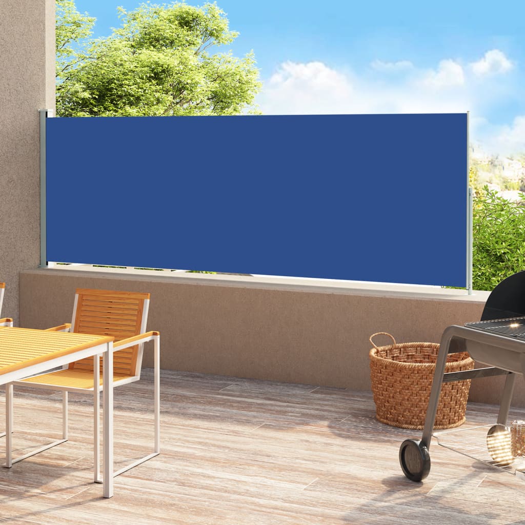 Patio Retractable Side Awning 180x500 cm Blue - Sid & Sam