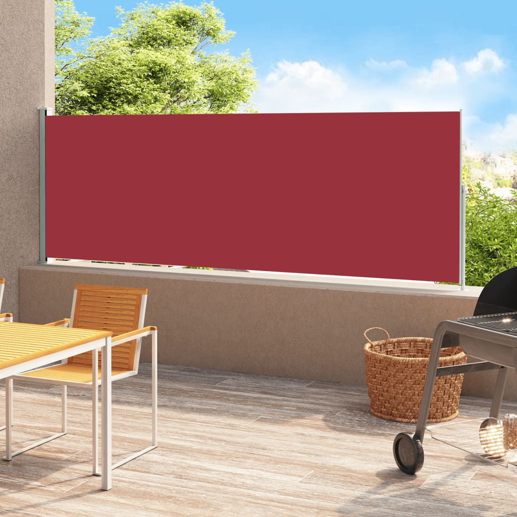 Patio Retractable Side Awning 180x500 cm Red - Design Hut