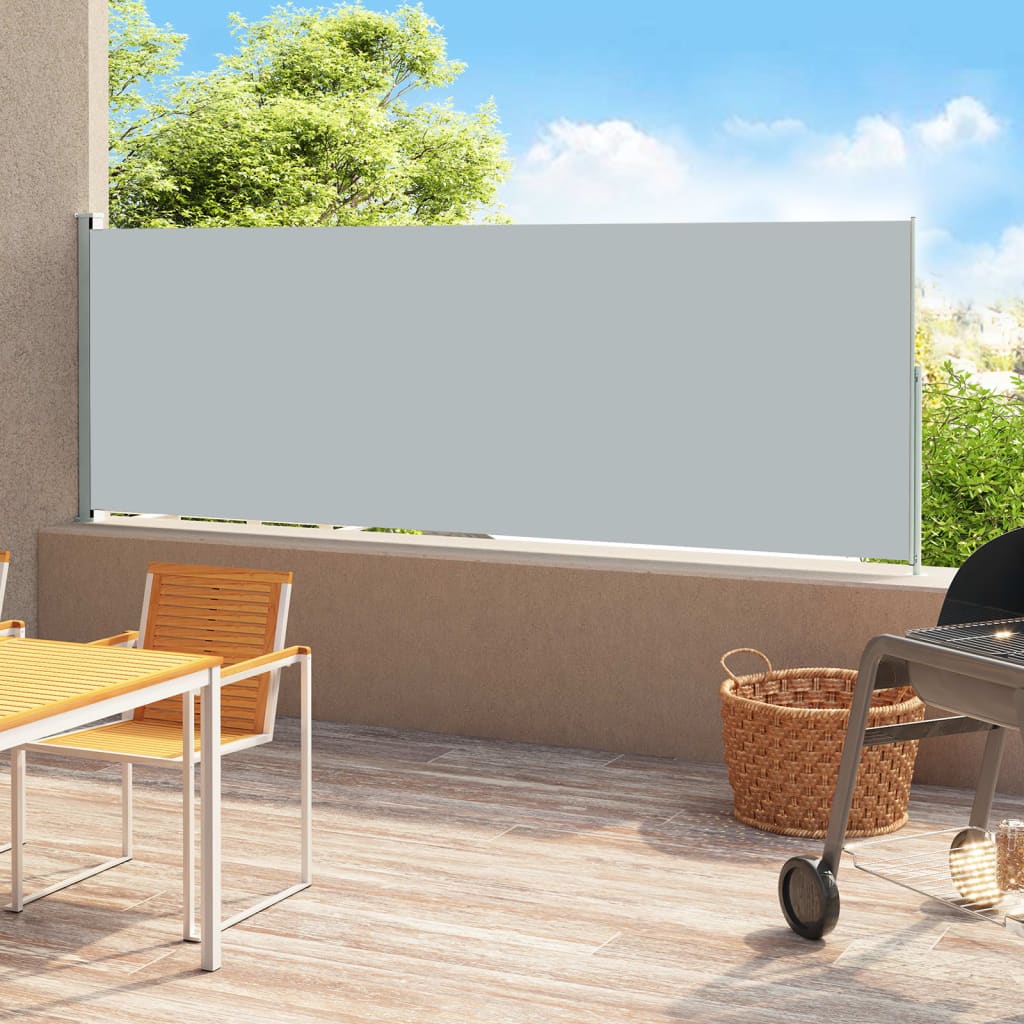 Patio Retractable Side Awning 200x500 cm Grey - Discount Dealers