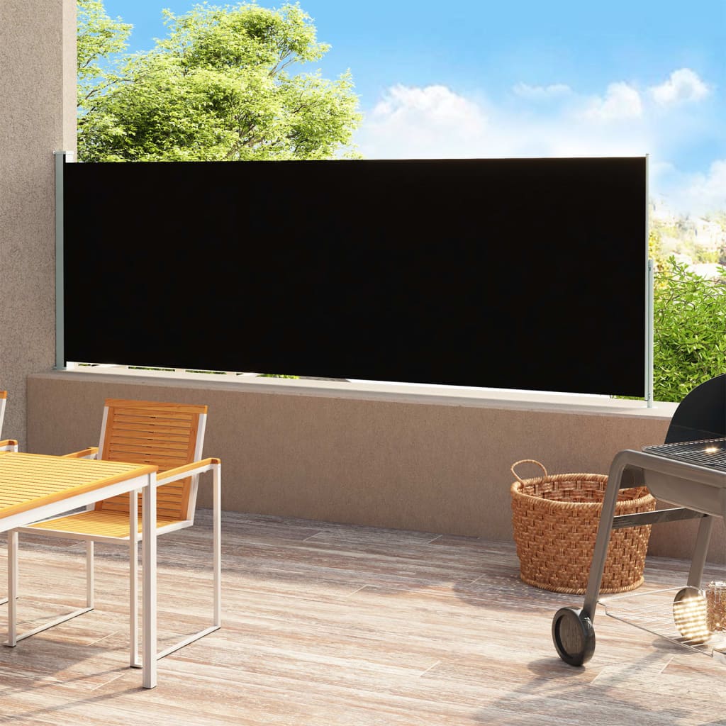 Patio Retractable Side Awning 220x500 cm Black - Tyrell & Tyrell