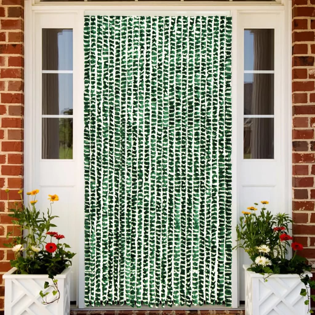 Insect Curtain Green and White 100x220 cm Chenille - Millennium Furniture
