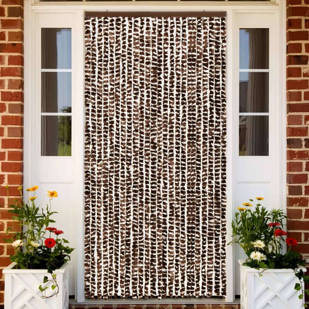 Insect Curtain Brown and White 100x220 cm Chenille - Millennium Furniture