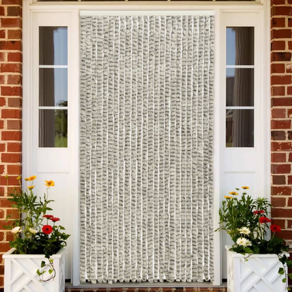 Insect Curtain Light and Dark Grey 100x220 cm Chenille - Sid & Sam