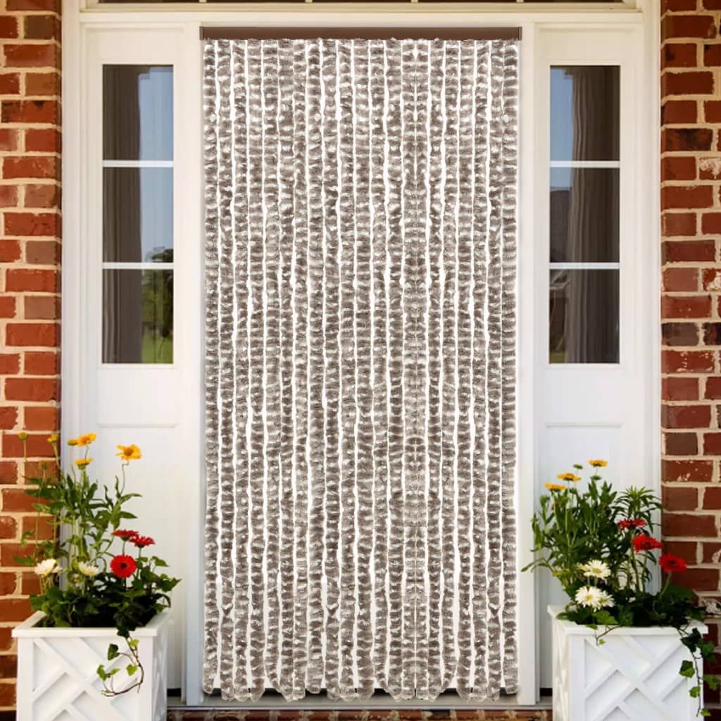 Insect Curtain Taupe and White 90x220 cm Chenille - Merkel Designers