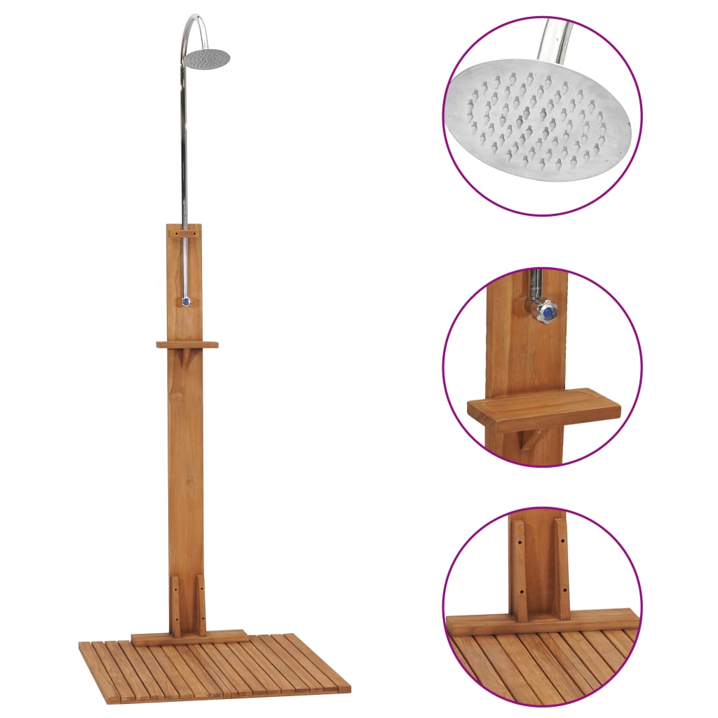 Garden Shower 75x75x210 cm Solid Teak Wood - Discount Dealers