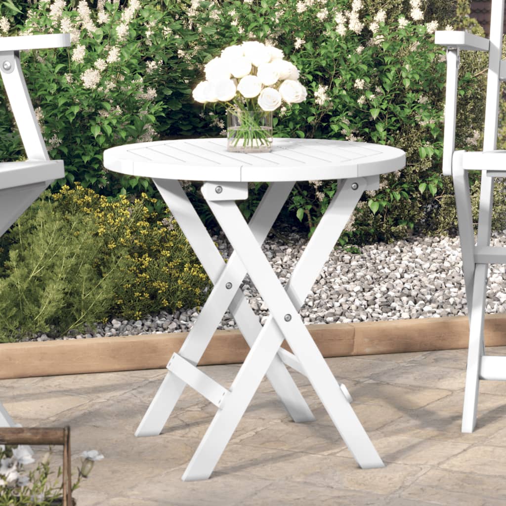 Folding Garden Table White Ã ̃ 46 cm Solid Wood Acacia - Unbeatable Bargains
