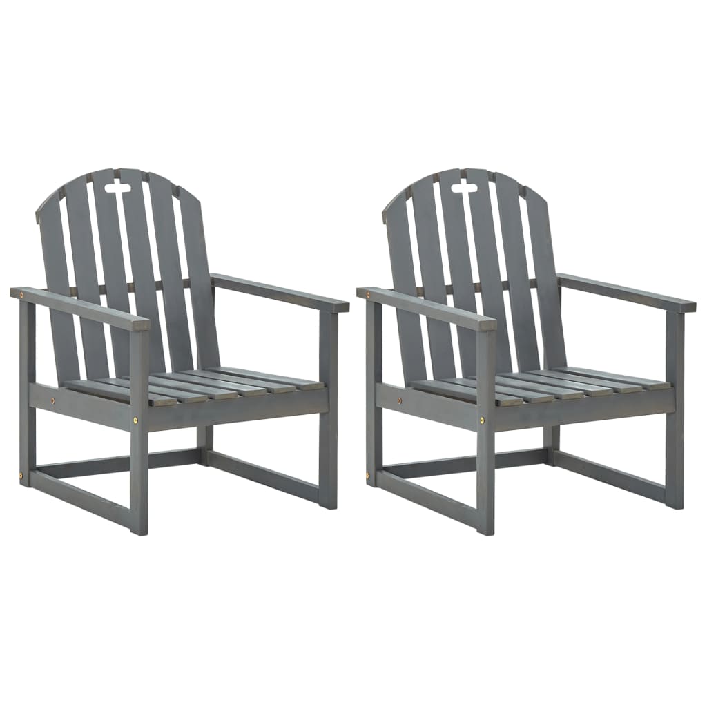 Garden Sofa Chairs 2 pcs Grey Solid Acacia Wood - Unbeatable Bargains