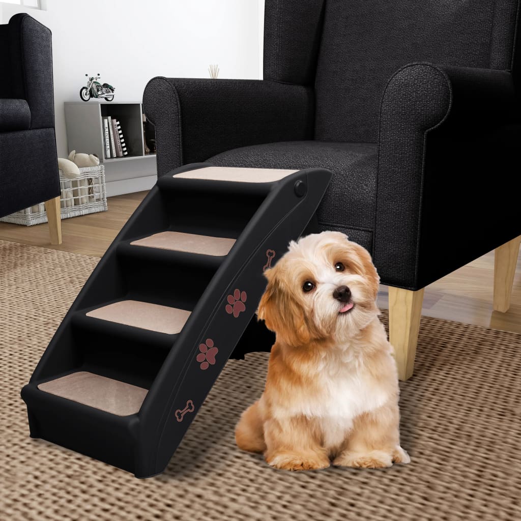 Folding Dog Stairs Black 62x40x49.5 cm - Style and Chic