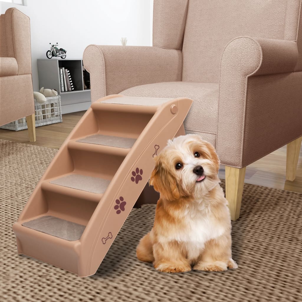 Folding Dog Stairs Brown 62x40x49.5 cm - Direct Imports