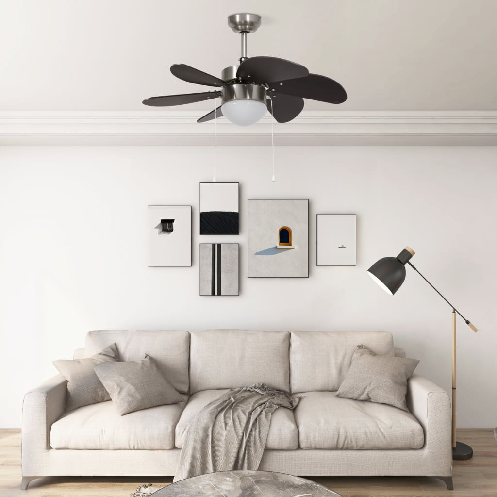 Ceiling Fan with Light 76 cm Dark Brown - Sid & Sam